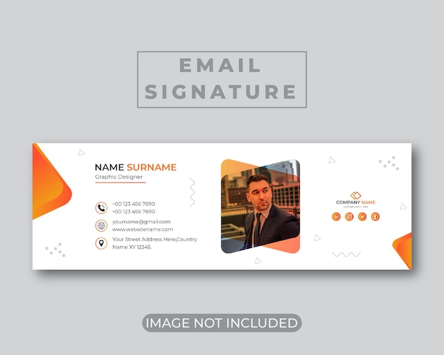 Corporate email signature template or personal footer and social media cover design