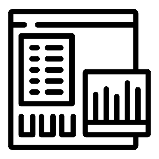 Corporate financial report with bar graph icon