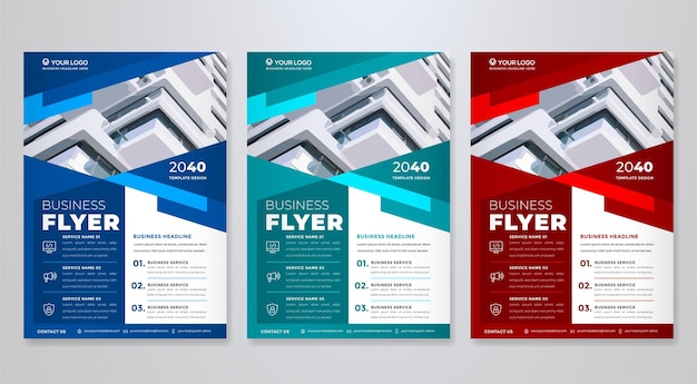 Vector corporate flyer template bundle for business brochure and poster page