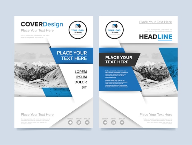 Corporate flyer template in modern blue and white design for business and agencies