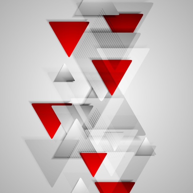 Corporate geometric background with grey and red triangles. Vector design illustration