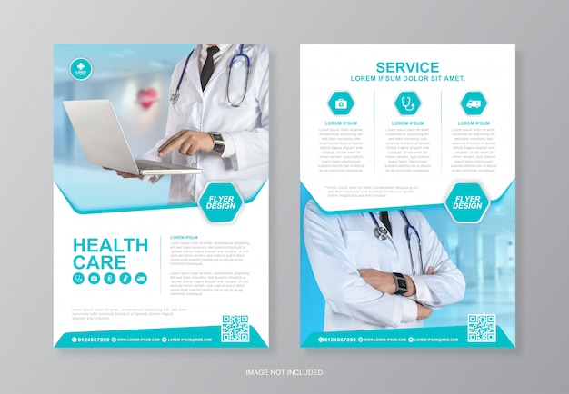 Corporate healthcare and medical cover and back page a4 flyer design template for print