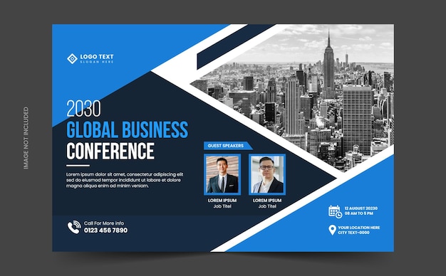 Corporate horizontal business conference flyer template or Business webinar conference banner