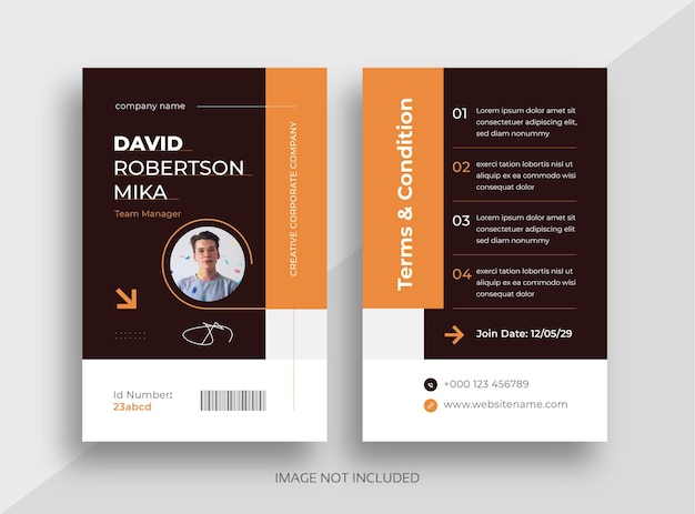 Vector corporate id card design template company employee id card clean id card office id card