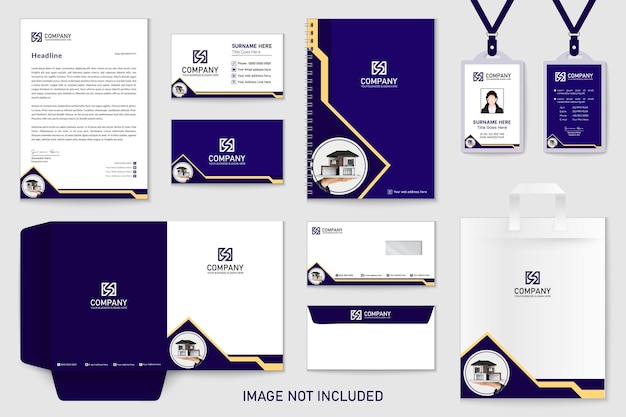 Corporate identity branding template Real Estate vector stationery design with building logo