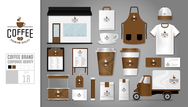 Vector corporate identity for coffee shop.