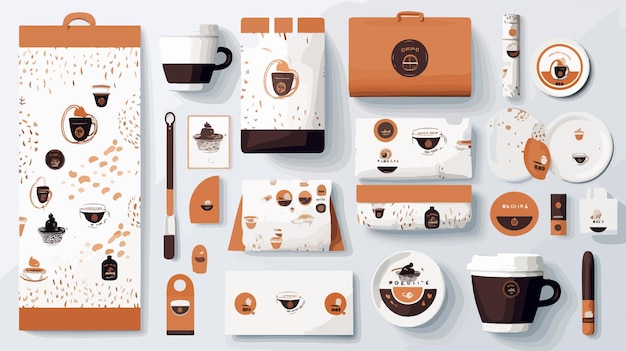 Vector corporate identity design with coffee shop pattern