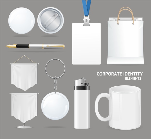 Corporate Identity Empty Blank White Set Vector