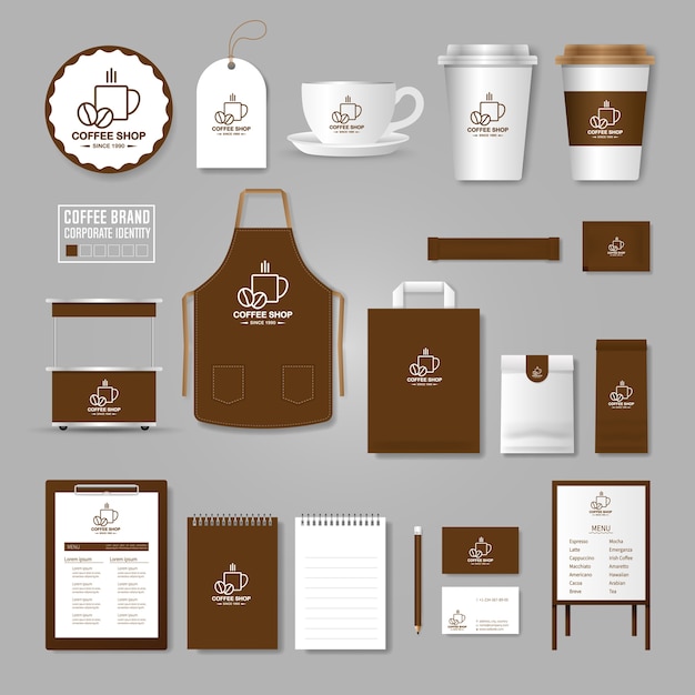 Vector corporate identity template. logo concept for coffee shop, cafe, restaurant.