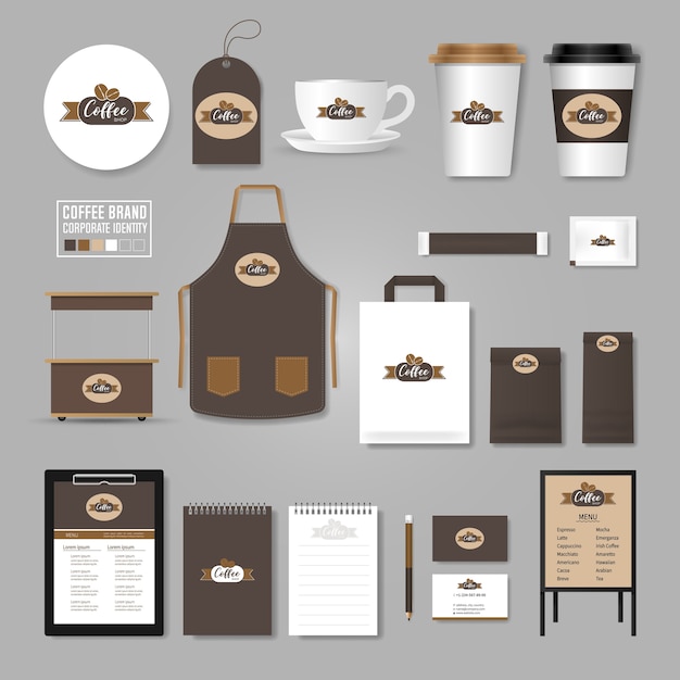 Vector corporate identity template. logo concept for coffee shop, cafe, restaurant.