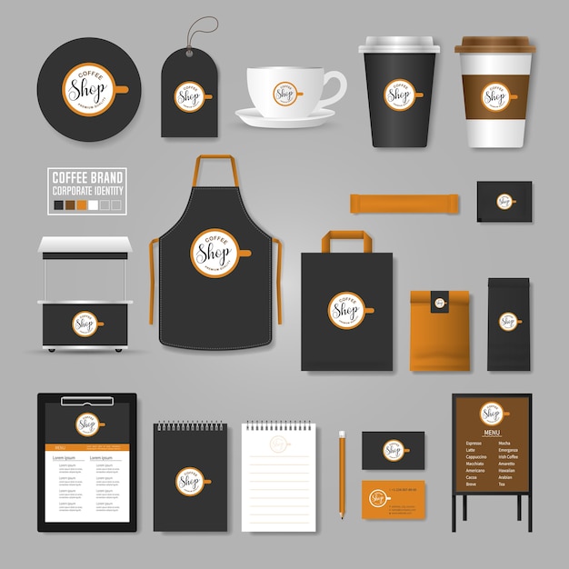 Vector corporate identity template. logo concept for coffee shop, cafe, restaurant.