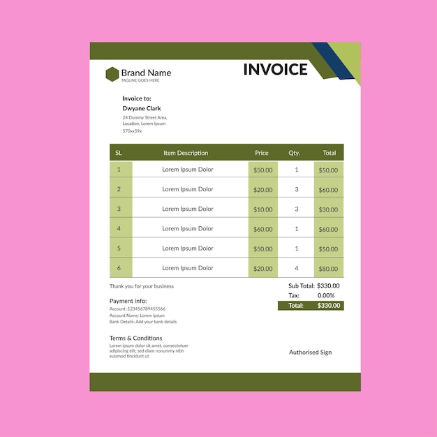 Corporate invoice design