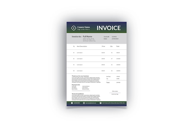 Vector corporate invoice template bill memo cash memo format invoice design vector invoice billing