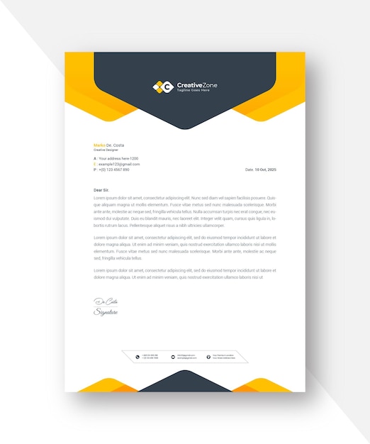 Corporate Letterhead Template Design Premium Vector