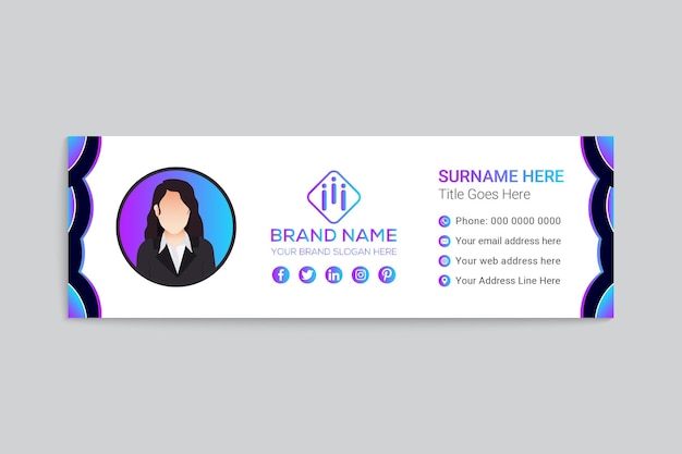 Corporate mail business email signature vector banner