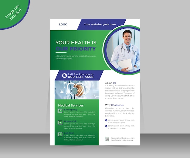 Corporate medical flyer healthcare  template or Healthcare A4 poster template design