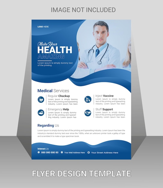 Corporate medical healthcare flyer design template with photo