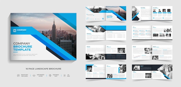 Corporate modern bifold multipage landscape brochure template company profile annual report design