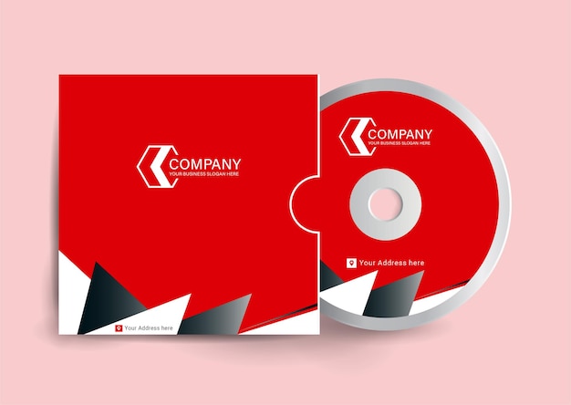 Corporate modern company business CD cover design template with red and black shapes