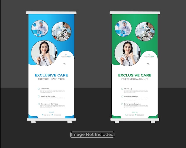 Corporate modern healthcare medical roll up banner design template