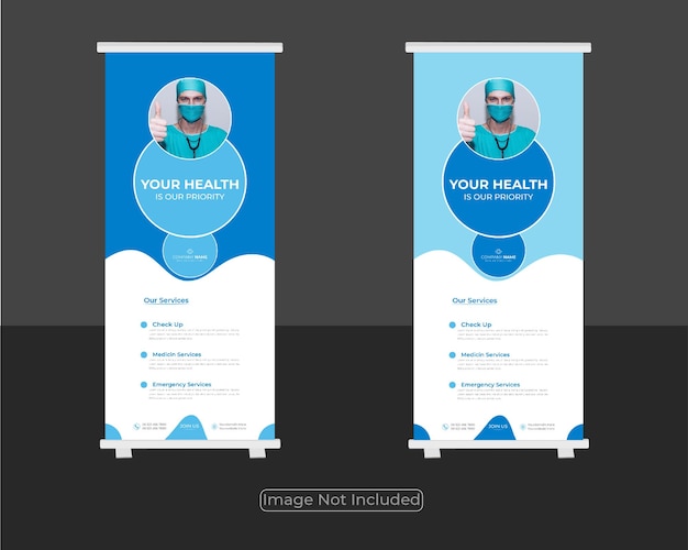 Corporate modern healthcare medical roll up banner design template