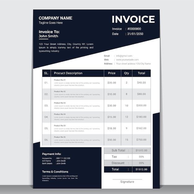 Corporate Modern Invoice Template Design