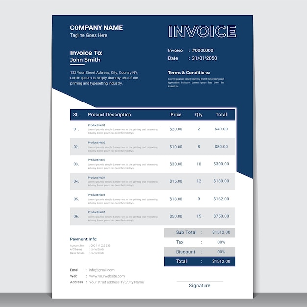 Corporate Modern Invoice Template Design