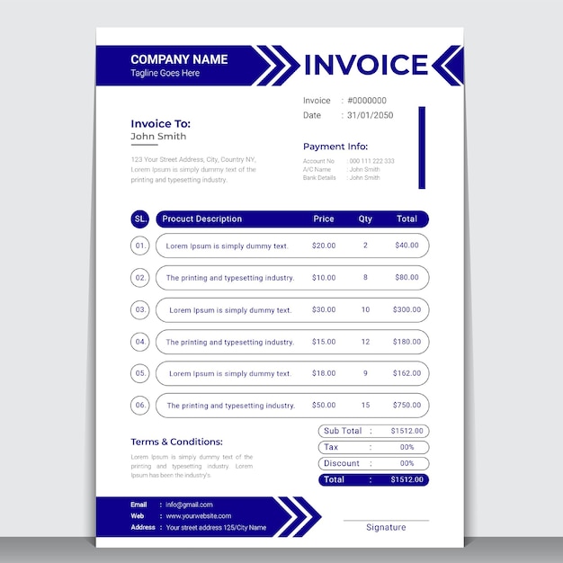 Corporate Modern Invoice Template Design