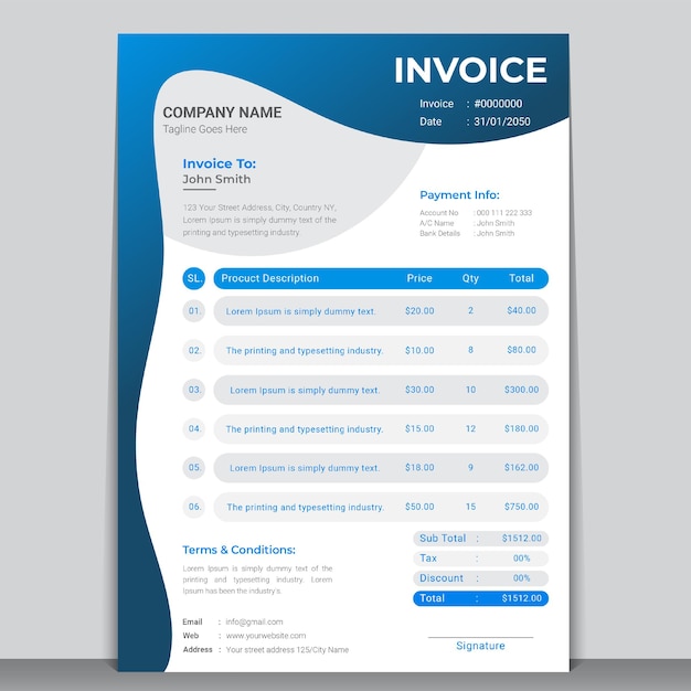 Corporate Modern Invoice Template Design