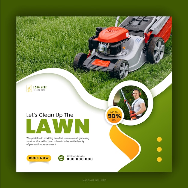 Corporate modern lawn care garden service for social media cover agriculture promotion web banner