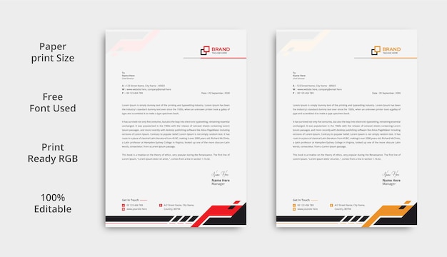 Corporate modern letterhead design