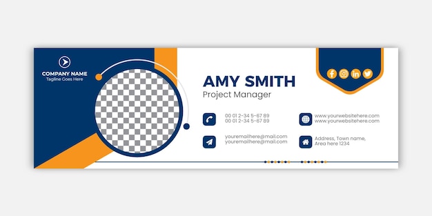 Corporate modern and professional email signature or social media cover vector template