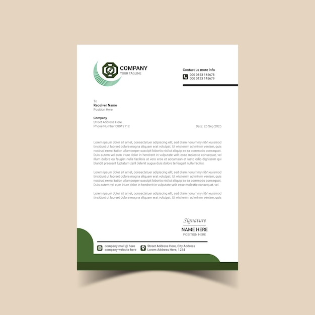 Corporate Modern Simple and clean A4 Size letterhead Vector design