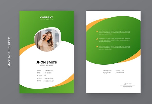 Corporate office employee id card template