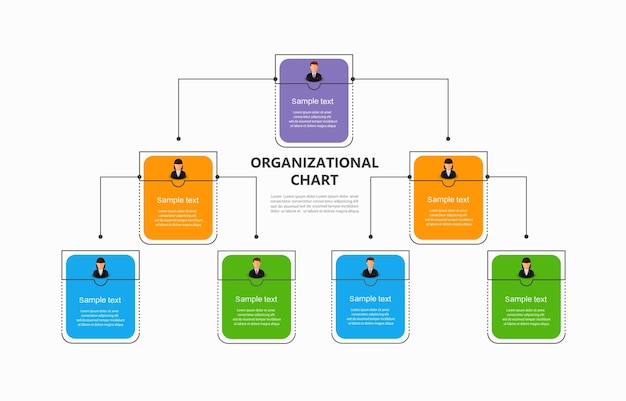 Corporate organizational chart with business avatar  icons