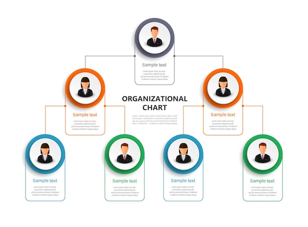 Corporate organizational chart with business avatar  icons