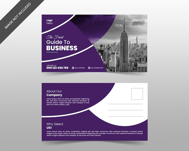 Corporate Postcard design layout template with modern elements and abstract background