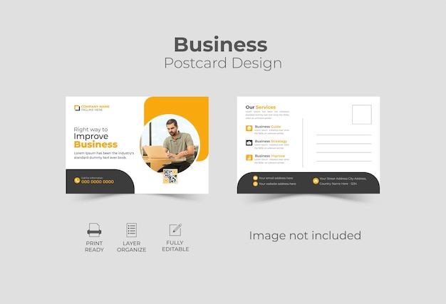 Corporate postcard design template with modern layout