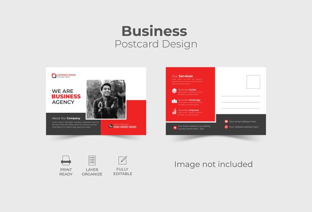 Corporate postcard design template with modern layout