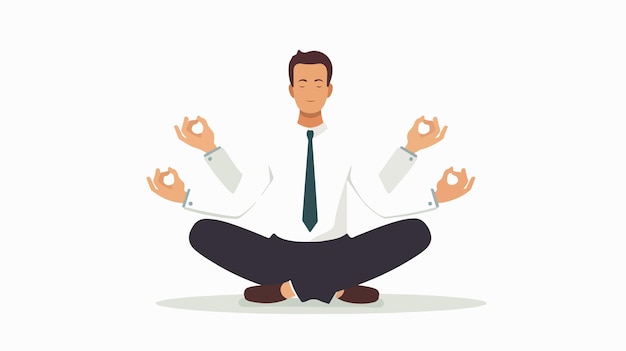 Vector corporate professional engaged in yoga lotus pose vector illustration