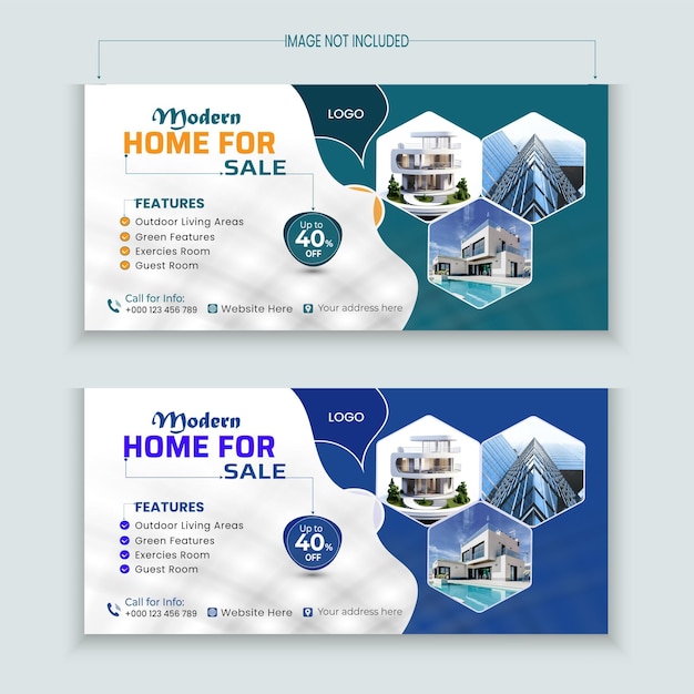 Corporate Real Estate Billboard Design Template and Modern Home Sale Banner for Advertising