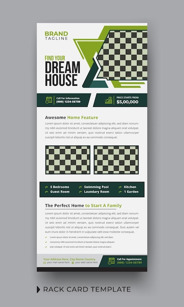 Corporate real estate rack card template design in vector layout