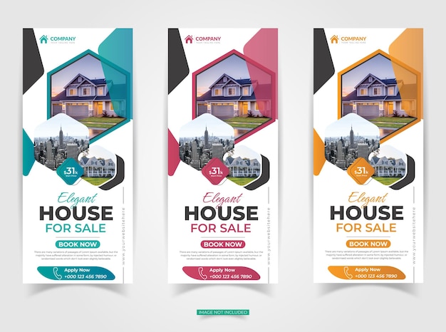 Corporate Real estate roll up banner design or pull up banner template Premium Vector