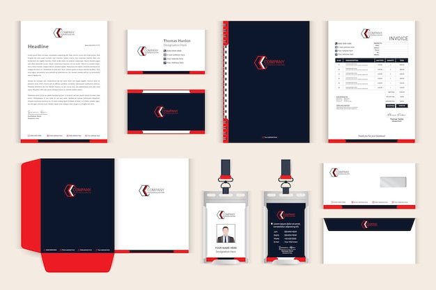 Corporate red business branding identity set