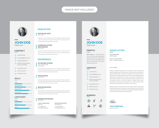 Corporate Resume Design with Cyan Accent