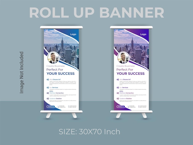 Corporate Roll Up banner design template ,Standee Design vector file, modern print roll banner.