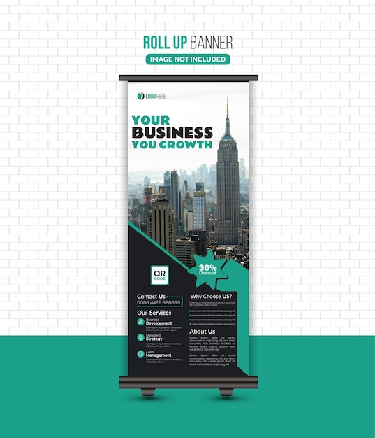 Corporate RollUp Banner Signage Standee Minimal Design Vector Template