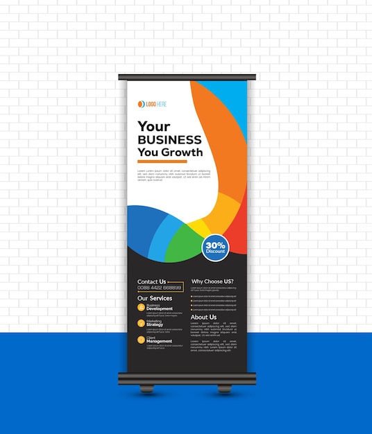 Corporate RollUp Banner Signage Standee Minimal Design Vector Template