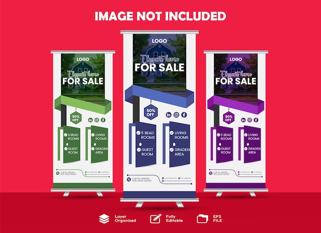 Corporate rollup banner template advertisement pull up background vector illustration x banner