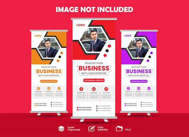 Corporate rollup banner template advertisement pull up background vector illustration x banner